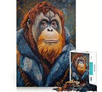 Rompecabezas de Retrato de orangután de 1000 Piezas para Adultos, Juguete para concentrarse y ejercitar la Mente, Ideal para el hogar y el Ocio, con Bordes Ajustados, Regalo de Papá Noel (38x52cm)