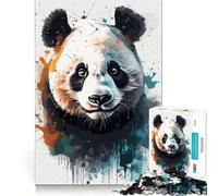 Rompecabezas de Retrato de Panda en Acuarela para Adultos 1000 Piezas Juego para ejercitar la Mente Corte de precisión Bordes Suaves desafío Divertido para Pasar el Tiempo (38x26cm)