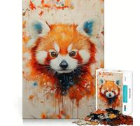 Rompecabezas de Retrato de Panda Rojo en Acuarela para Adolescentes, 1000 Piezas, estimula la Memoria, Relajante, Divertido, de Corte Premium, Regalo Elegante (50x75cm)