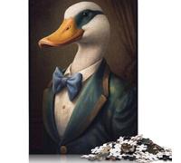 Rompecabezas de Retrato de Pato Elegante, Juguete Relajante, Rompecabezas de cartón Premium para Adultos y niños, Regalo, 1000 Piezas (75 x 50 cm)