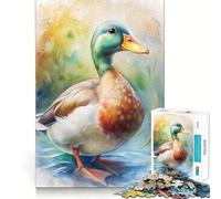 Rompecabezas de Retrato de Pato en Acuarela 1000 Piezas Juego cognitivo Divertido Troquelado de Alta precisión aliviar el estrés (38x26cm)