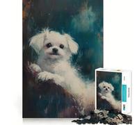 Rompecabezas de Retrato de Perro Blanco para Adolescentes 1000 Piezas Divertido Juego de Memoria Superficie Lisa sin Rebabas Regalo de cumpleaños Juguete para ejercitar la Mente (38x26cm)