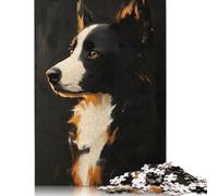 Rompecabezas de Retrato de Perro Border Collie, Rompecabezas de cartón 100% Reciclado para Adultos a Partir de 12 años, Regalo para el Día del Padre, 1000 Piezas (75 x 50 cm)