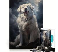 Rompecabezas de Retrato de Perro de montaña de los Pirineos para Adultos, 1000 Piezas, Rompecabezas Mental, Imagen Relajante para armar, (38x52cm)