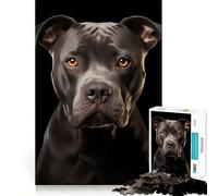 Rompecabezas de Retrato de Pit Bull de 1000 Piezas para Adultos Fortalece la Memoria Ideal para Grupos Bordes limpios Regalo Elegante (50x75cm)