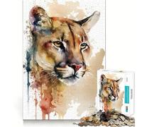 Rompecabezas de Retrato de Puma en Acuarela 1000 Piezas Juego Divertido sin Rebabas Piezas de Corte Limpio portátil Ideal para Viajes (50x75cm)