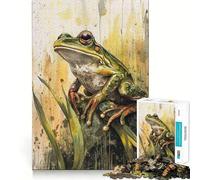Rompecabezas de Retrato de Rana en Acuarela para Adolescentes 1000 Piezas Divertido Juego de Memoria Superficie Lisa sin Rebabas Regalo de cumpleaños Juguete para ejercitar la Mente (50x75cm)