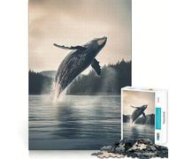 Rompecabezas de Retrato de tiburón Ballena para Adolescentes 1000 Piezas estimula la Mente Divertido de Corte Limpio componentes Resistentes Actividad para Compartir en Familia (38x26cm)