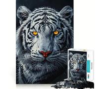 Rompecabezas de Retrato de Tigre Blanco de 1000 Piezas Juego de Habilidad Mental Ajuste Estable Sin Piezas Que se muevan Un pasatiempo Agradable para Fines de Semana Largos (38x52cm)
