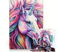 Rompecabezas de Retrato de Unicornio en Primer Plano,1000 Piezas,Juego Think Boost,Cierre Seguro,sin Piezas Sueltas,desafío Interactivo para el Cerebro en casa (38x52cm)