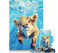 Rompecabezas de Retrato de Vaca bajo el Agua para Adultos,1000 Piezas,Juego de Memoria Cerebral,Corte Fino,Acabado Premium,Forma entretenida de Pasar Las Horas Libres (50x75cm)