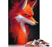 Rompecabezas de Retrato de Zorro ardiente, decoración única para el hogar, 100% cartón Reciclado, Día del Niño, 1000 Piezas (75 x 50 cm)