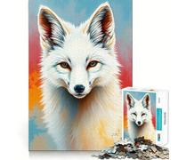 Rompecabezas de Retrato de Zorro Blanco de 1000 Piezas para Adolescentes Tren de Memoria Diversión conexión Limpia y sin interrupciones Actividad Relajante para Grupos en Interiores (50x75cm)