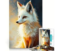 Rompecabezas de Retrato de Zorro Blanco para Adultos 1000 Piezas Juego de Memoria Cerebral Corte Fino Acabado Premium Forma entretenida de Pasar el Tiempo Libre (38x52cm)