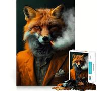 Rompecabezas de Retrato de Zorro Rojo fumando para Adultos, 1000 Piezas, para Fortalecer la Memoria, Divertido, para armar, Arte Coleccionable (50x75cm)