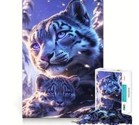 Rompecabezas de Retrato Familiar de Leopardo de Las Nieves, 1000 Piezas para Adolescentes, Juego de lógica, Tiempo de Calentamiento, Pieza de colección de Arte de Corte preciso (50x75cm)