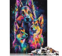 Rompecabezas de Retrato Familiar de Perros de Colores, Rompecabezas Rectangular de Papel Divertido para niños y Adultos a Partir de 12 años, Regalo de cumpleaños, 1000 Piezas (38 x 26 cm)