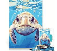 Rompecabezas de Retrato Submarino de Tortuga Marina de 1000 Piezas para Adultos, para ejercitar la Mente y aliviar el estrés Decoración de Pared con Bordes precisos (50x75cm)