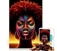 Rompecabezas de Retratos de Arte Afro neón de 1000 Piezas para Adolescentes Fortalece la Memoria Ocio en casa Bordes limpios Regalo preciado (38x52cm)
