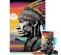 Rompecabezas de Retratos de Jefes nativos Americanos para Adolescentes, 1000 Piezas, Fine Logic Toy, Suave, Relajante, Bordes limpios, Regalo Premium (38x26cm)