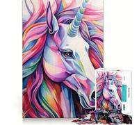 Rompecabezas de Retratos de Unicornios en Primer Plano,1000 Piezas,Juego Divertido sin Rebabas,Piezas de Corte Limpio,portátil,Ideal para Viajar (38x26cm)