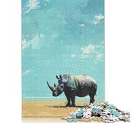 Rompecabezas de Rinoceronte bajo un Cielo Azul de 1000 Piezas para Adultos y Adolescentes a Partir de 12 años. Regalos de Nochebuena (1000 Piezas, 38 x 26 cm).