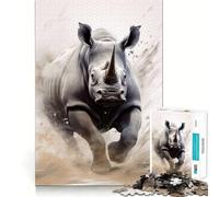 Rompecabezas de Rinoceronte Negro Corriendo para Adultos, 1000 Piezas, para Fortalecer la Memoria, Divertido, de Calidad, Elegante, Regalo (38x52cm)