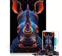 Rompecabezas de Rinoceronte neón de 1000 Piezas para Adultos, Juguete de lógica, Ideal para Momentos de Paz, con Corte Suave, Regalo de Primera Calidad (50x75cm)
