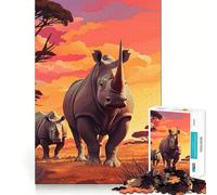 Rompecabezas de Rinoceronte para Adolescentes, 1000 Piezas, Juguete Inteligente para aliviar el estrés, Borde Afilado, Regalo de cumpleaños (50x75cm)