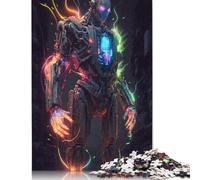 Rompecabezas de Robot futurista de neón, Tablero Rectangular de cartón 100% Reciclado, Día del Niño, 1000 Piezas (75 x 50 cm)