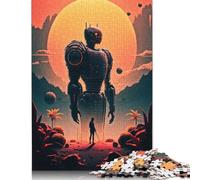 Rompecabezas de Robot Retro futurista, Tablero de Papel Rectangular, Rompecabezas de Papel para Adultos y niños, 1000 Piezas (75 x 50 cm)