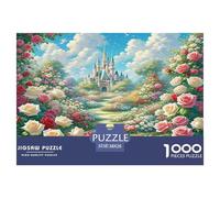 Rompecabezas de Rosa de 1000 Piezas, Camino Lleno de Flores hacia el Castillo con Flores Vibrantes, para Adultos y Niños, Juego Educativo, Antiestrés, Excelente Idea de Regalo, 38x26cm/1000pcs