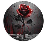 Rompecabezas de rosa de sangre 1000 piezas rompecabezas redondo arte oscuro rompecabezas extremadamente difíciles Super regalo para adultos, 1000 unidades (67,5 x 67,5 cm)