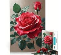 Rompecabezas de Rosa Roja con Capullo para Adultos, 1000 Piezas, Mejora la Memoria, Relaja la Mente, Pieza de Colección de Arte de Bordes Finos (38x52cm)