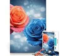 Rompecabezas de Rosas Naranjas y Azules de 1000 Piezas para Adolescentes Desarrolla la Capacidad Mental y es Ideal para Disfrutar en Familia Bordes precisos Regalo Memorable (50x75cm)