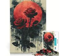 Rompecabezas de Rosas Rojas marchitas de 1000 Piezas Ejercicio Mental Divertido Piezas de Ajuste preciso Una Forma entretenida de Pasar el Tiempo Libre (38x26cm)