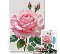 Rompecabezas de Rosas Rosadas con capullos para Adolescentes, 1000 Piezas Refuerza la Memoria Pasatiempo Tranquilo Borde de Calidad Regalo Festivo (38x52cm)