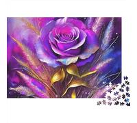 Rompecabezas de Rosas Violet Bloom 1000 Piezas,cartón Reciclado Liso,enmarcable,Ideal para Momentos de Tranquilidad,Pasatiempos para Adultos y Principiantes,70x50cm(1000 Piezas)