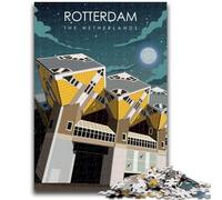 Rompecabezas de Róterdam, Países Bajos, para Adolescentes, 1000 Piezas Actividad Familiar con póster y Hoja de Trivia para Mayores de 14 años 1000 Piezas (50x75cm)