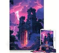 Rompecabezas de ruinas Antiguas al Atardecer para Adultos, 1000 Piezas, Entrenamiento de Memoria, recreación Tranquila, Corte Impecable, Regalo navideño (38x52cm)
