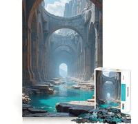 Rompecabezas de ruinas Antiguas con Canal de Agua Turquesa,1000 Piezas para Adultos Divertido Juego de Memoria Artesanía de Corte experta Actividad Relajante para Grupos en Interiores (38x52cm)