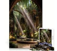 Rompecabezas de ruinas Cubiertas de vegetación con Rayos de Sol para Adolescentes, 1000 Piezas, Juego Inteligente, Tiempo en Familia, patrón de ensamblaje, elección de Deseos de Papá Noel (50x75cm)