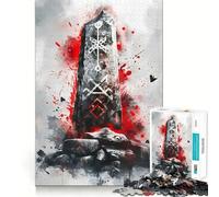 Rompecabezas de runas vikingas de 1000 Piezas Entrenamiento Mental Diversión Garantizada Componentes Resistentes y de Corte Limpio Un Entretenimiento cautivador para Disfrutar en casa (38x52cm)