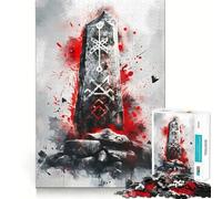 Rompecabezas de runas vikingas para Adultos,1000 Piezas,Juego de Memoria,Corte Fino,Acabado Premium,Forma entretenida de Pasar el Tiempo Libre (50x75cm)