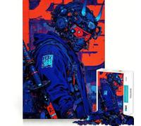 Rompecabezas de samurái Cyberpunk con máscara de Oni para Adolescentes, 1000 Piezas, para Fortalecer la Memoria, calmar la Mente, un desafío Diario y Divertido, (38x52cm)