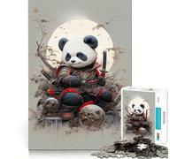 Rompecabezas de samurái Panda Rojo para Adultos, 1000 Piezas, Rompecabezas Mental, pasatiempo Relajante, Montaje de imágenes, Regalo Encantador (38x26cm)