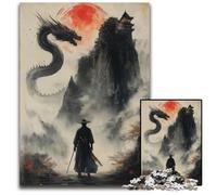 Rompecabezas de Samurái Solitario contra Dragón de 1000 Piezas para Adultos desafiante Rompecabezas para la Mente Actividad Familiar decoración del hogar Regalo navideño 1000 Piezas (38 x 26 cm)