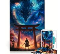 Rompecabezas de samurái y dragón en la Puerta Torii para Adolescentes, 1000 Piezas, Potencia la Memoria, Momentos de Tranquilidad, Corte Premium, Regalo de cumpleaños (38x52cm)