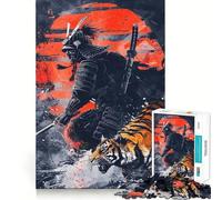 Rompecabezas de samurái y Tigre de 1000 Piezas para Adultos Juguete Inteligente y Divertido Bordes Lisos Decoración de Pared (38x26cm)