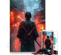 Rompecabezas de samuráis en una Calle Japonesa lluviosa para Adultos, 1000 Piezas, Juguete para desarrollar la Mente, pasatiempo Tranquilo, diseño, Montaje, (38x26cm)